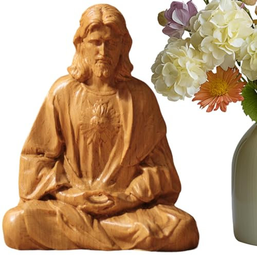 Rrlihjgu Meditation Jesus Heilige Statuen, Jesusstatue, Skulptur,Heiliges Herz Jesu Statue Katholische Figur Dekoration Kunstwerk Jesus Figur Religiöse Skulptur Für Desktop-Schlafzimmer