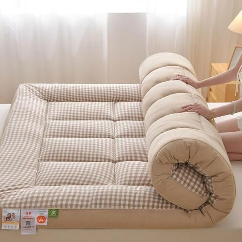 Japanische Faltmatratze Futon dick Bequemer Weichboden Tragbares Gästebett Camping Atmungsaktiv Bodenmatratze Futon pink 90*200cm