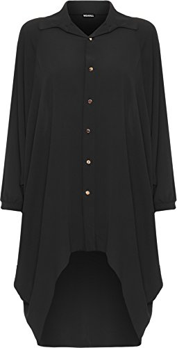 Miss Trendy Women's Plus Size Batwing Shirt Dress Long Sleeve Dip Hem Hi-Lo Button Collar Knee Length Dress for Casual and Evening Wear 16-26