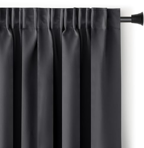 AmeliaHome Blackout Vorhang 140x270 cm anthrazit 1 St. Kräuselband Verdunkelungsvorhang Blickdicht Fensterdekoration Dekoschal Dekorvorhang Blackout