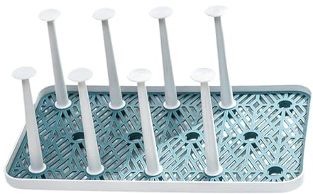 Dickly Cup Drying Rack,Milk Bottle Drying Stand,Scratch Resistant Drinking Glass Drainer,Coffee Mug Drying for Dining Room,Sink,Kitchen,Cafe, White Green Large