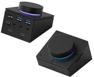 Hagibis Hub USB C con pulsanti di scelta rapida, docking station RGB Type-C con USB-C da 5 Gbps, 2 USB 3.0, jack da 3,5 mm, SD/Micro SD3.0, USB2.0 per MacBook iPad Pro Laptop (Black AG)