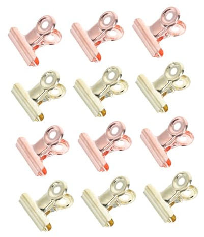 LOLIPPYY 12pcs Nail Tip Clips Metal Nail Extension Clamps Female Fingernail Retaining Tools Gold Rose Gold and Salon Use