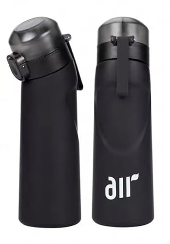 Generico Air Borraccia da 750 ml – Starter Set con 7 Pods Inclusi Casuali, Senza Zucchero, Borraccia per Sport, Camping, Tempo Libero. Pods Borraccia (NERO)