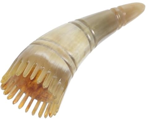 Kopfmassagekamm für Haarpflege mit Breiten Zähnen aus Naturhorn | Sanftes Modell mit Ergonomischem Griff, für Nasse und Trockene Anwendung im Bad