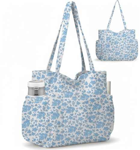 Jcocylse Shopper Tasche Damen | Cord Tasche Damen & Tote Bag mit vielen Taschen – Multifunktional Tasche für Einkauf, Arbeit, Uni, Reisen und Alltag