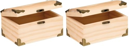 GLOREX 6 2003 352 Holz-Schatztruhe, Natur, 15 x 9, 5 x 8 cm (Packung mit 2)