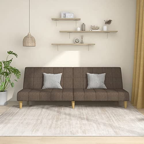 Bucmath Schlafsofa 2-Sitzer Taupe Stoff, Verwandlungssofa mit Holzrahmen, Schlafcouch für Wohnzimmer, Gästezimmer, kleine Räume, 200x84,5x69 cm, Modernes Design, Hoher Komfort
