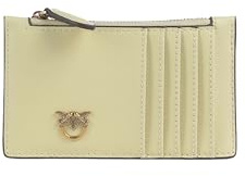 Pinko Linie Airone Kreditkartenetui, Vanillegelb, 100% Leder, 13 x 8 x 0,3 cm, mit zentralem Reißverschluss, 5 Kartenfächer