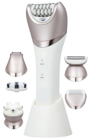 Elektrischer Haarschneider für Frauen, 6-in-1 mit Epilierkopf, Gesichtsmassagegerät, Peeling-Bürste – Haarentfernungswerkzeug-Set