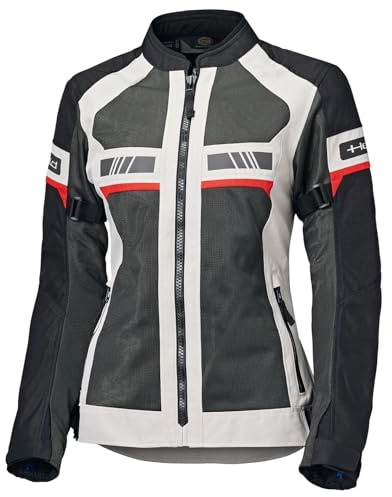Held Tropic 4 Top Motorrad-Jacke Damen Grau-Rot XL | Sommer Motorradjacke mit Mesh – CE zertifiziert – D3O Ghost Level 1 Protektoren Schulter & Ellbogen – atmungsaktiv
