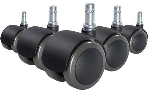 hjh OFFICE 619022 5X Hartbodenrollen 11mm / 50mm ROLO FIX Zinkgusdruck Stuhlrollen sitzgebremst für Hartböden (5er Pack)