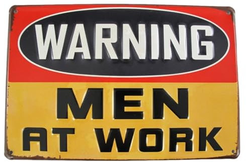 Blechschild, Reklameschild Warning Man at Work, Kneipen Schild, 20x30 cm