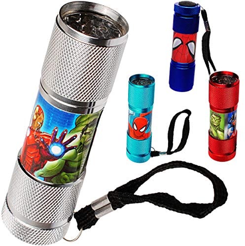 alles-meine.de GmbH Taschenlampe LED - Avengers & Spider-Man & Findet Nemo - aus Metall - Mini Lampe/Schlüsselanhänger - 9 Fach LEDlicht - Licht Auto Kindertaschenlampe für Jun..
