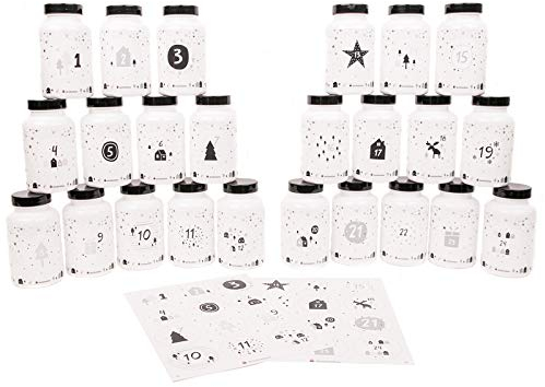 DeinBonbon Adventskalender PILLJAR - 24 weihnachtliche Dosen mit Zahlen-Aufkleber zum selbst befüllen