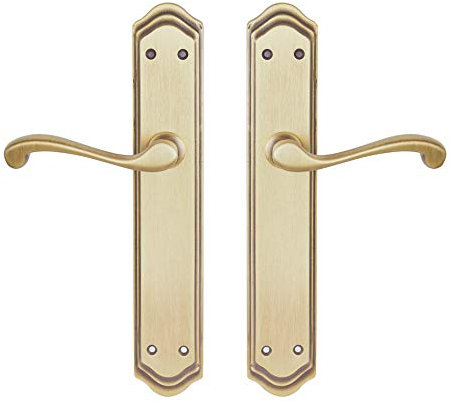 Fabricación Española Manivelas A005JM00CI Juego de manivelas, Latón Antiguo Satinado, Medida Placa 275x52 mm