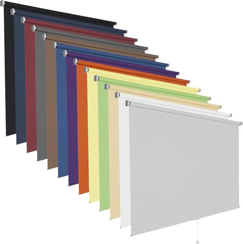 Springrollo Mittelzugrollo Schnapprollo viele Größen und Farben Stoff Rollo Vorhang Blickdicht halbtransparent lichtdurchlässig Fenster Sonnenschutz Sichtschutz Blendschutz (150 x 180 cm, Limone)