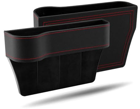 HPiano 2 Stücks Aufbewahrungsbox Für Autositze, Auto Leder Getränkehalter Lückentasche, Autositz PU Leder Gap Organizer Für Handys Geldbörse Brillen Münz