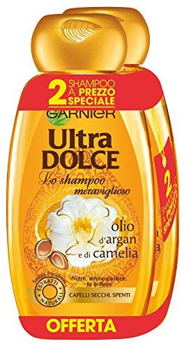 Garnier Ultra Dolce Shampoo Wunderbar mit Arganöl und Camelia für trockenes Haar ohne Parabene, natürliche Extrakte 300 ml, 1 Packung