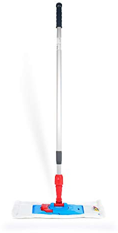 Hypafol rückenschonender Bodenwischer | Wischmopp-Komplettset | 90-180 cm Teleskopstiel aus Aluminium inkl. 40 cm Mikrofaser Bezug | pflegeleicht | Wischmopphalterung löst sich mit Fußklick-Drehgelenk
