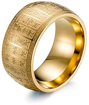 BlackAmazement 316L Edelstahl Ring Chinesische Zeichen Chinese Characters Taoismus Daoismus Lehre des Weges Religion Silber Gold Damen Herren (Gold, 63 (20.1))