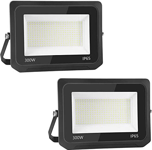 bapro 2 pieza LED Foco Proyector Luz Fría 6500K 30000 Lúmenes Focos LED 300W Exterior con IP65 LED Floodlight Exterior Iluminación Decoración LED Exterior Proyector Hogar Foco LED Impermeables
