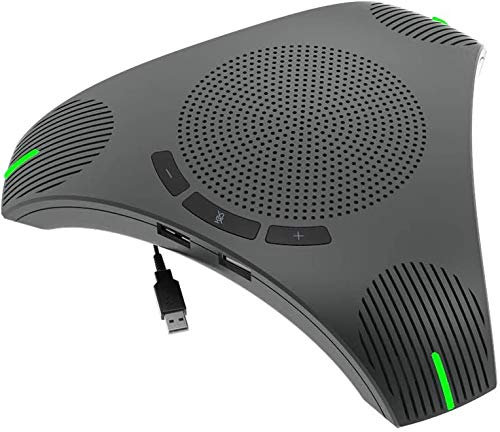 Micrófono de conferencia, altavoz USB para negocios, micrófono omnidireccional 360, reducción de ruido DSP inteligente para reuniones de video (micrófono + altavoz + concentrador)