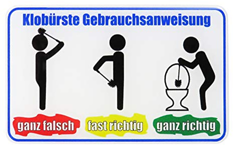 BIKE-label 3D Aufkleber Toiletten Klo Klobürste Gebrauchsanweisung WC 55 x 90 mm 900049