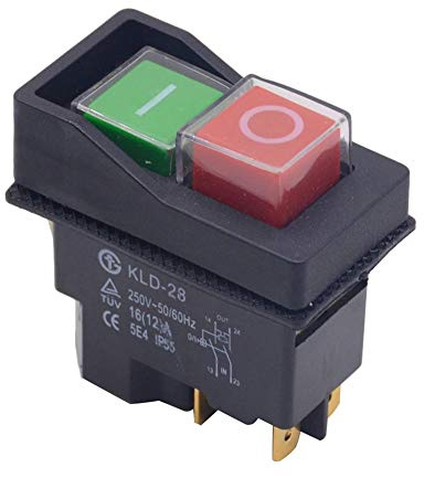 Asudaro Interrupteurs de SéCurité D'Outil éLectrique, Interrupteur à Bouton-Poussoir Électromagnétique Etanche Electromagnétique Commutateurs Pour machines de découpe mécaniques 4 broches/5 broches