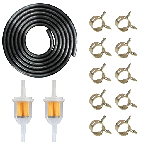Benzinschlauch Kit 2 Meter 6mm Kraftstoffschlauch Ölschlauch mit Benzinfilter 6mm/8mm Manganstahl Schlauchschellen für Motorrad Auto Roller 13 Stück