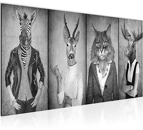 Runa Art Wandbild Tiere Abstrakt 1 Teilig 100 x 40 cm Modern Bild auf Vlies Leinwand Lustig Büro Schwarz Weiss 018312c