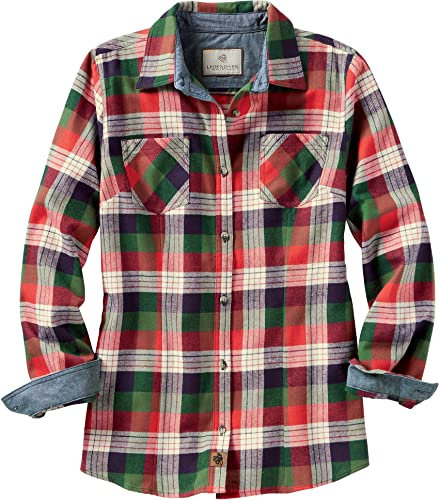 Legendary Whitetails Damen Cottage Escape Flannel Long Sleeve Plaid and Solid Color Clothes for Women, Fitted Button Down Langärmelig, Alpine Mountain, X-Groß