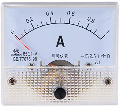 Contatore di pannello di corrente analogico DC 0-1 A 85 C1, amperometro, 64 x 60 x 56 mm, per test di circuito di carica del misuratore di ampere della batteria, confezione da 1