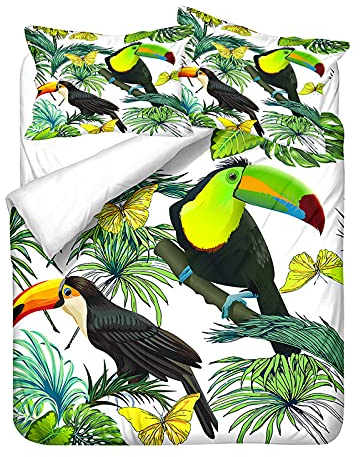 Chickw1 Bettwäsche Set 3D, Tukan Drucken Bettbezug Set - Bettwäsche-Set 3 Teilig mit Bettbezug und Kissenbezug - Bettwäsche Set für Einzelbett Doppelbett (Gelber Schmetterling,135x200cm)