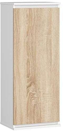 ADGO CLP Vitrine, Hängeschrank 40x99x30cm, Wohnzimmerschrank, Schrank mit Regalen, Wandschrank, Hängeschrank, Hängepostenschrank, Schrankpfosten, Vitrinenschrank, Hängevitrine (W40, Weiß/Sonoma)