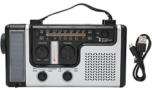 Radio à Manivelle LED Portable AM ​​FM SW Radio d'urgence Extérieure à Dynamo Solaire avec Lampe de Poche Portable