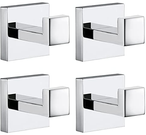 Handtuchhaken für Badezimmer, verchromt, polierter Handtuchhaken für Küche, Badezimmer, SUS304 Edelstahl, Kleiderhaken, quadratisch, strapazierfähig, Bademantelhaken zum Aufhängen von Handtüchern,