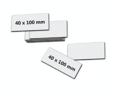 50 Etiquetas Magnética Blanco 0.75mm grosor. Para escribir y poner en estanerías, almacenes y cajones metálicos. Fácil de poner y quitar (40 x 100 mm)