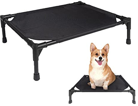 Xiaoxin Raised Dog Bed, Waterproof Elevated Pet Cot with Breathable Mesh UV Protection Canopy,Foldable Removable, for small and medium pets, 43x55x57cm