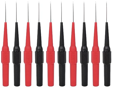 10 Stück 0,7 mm Prüfsonden für Multimeter,Hochwertige Testsonden, Prüfspitzen mit 4mm Buchse für Bananenstecker Messleitung kabelgeeignet für professionelle Messungen in der Industrie,30V