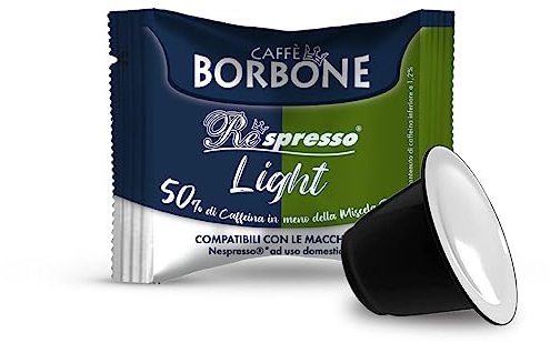 Caffè Borbone Respresso Mélange Light - 50% de Caféine en moins que le Mélange Bleu - 100 Capsules - Compatible avec les machines à café à usage domestique Nespresso*