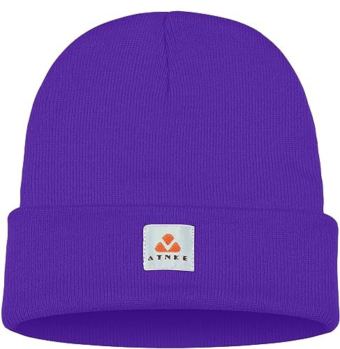 ATNKE Strick Beanie Mütze Dehnbar Weich Warm Täglich Winter Mützen mit Manschetten für Herren und Damen Geschenke/Purple