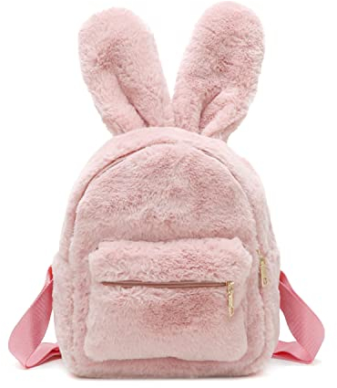 Jywmsc Niedliche Bunny-Rucksäcke für Mädchen, Damen niedlich Kaninchenohren Rucksack Flauschige Umhängetasche Schultasche Satchel