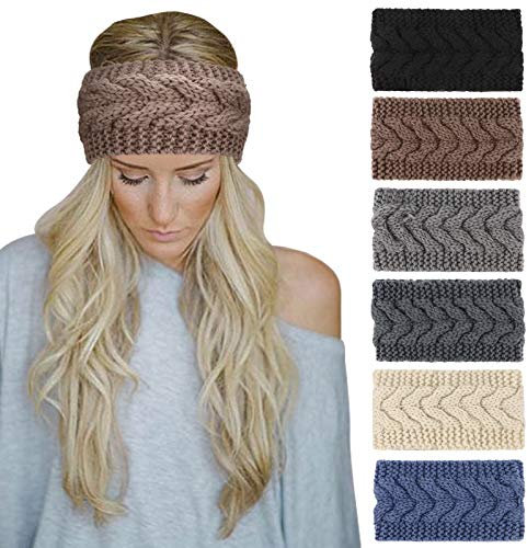 DRESHOW 6 Stück Winter Stirnband Damen Strick Ohrenwärmer Stirnbänder Mädchen Gestrickt Stirnband Kopfband Haarband Headwrap Frauen Haarbänder