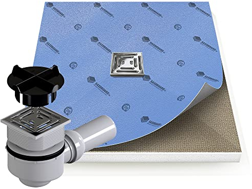 Saxoboard® Duschelement 100x110 cm, befliesbar + 100% wasserdicht + komplett einbaufertig, Duschboard inkl. Ablauf waagerecht