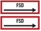 Aufkleber: 74x210 mm, 2 Stück - FSD - Feuerwehrschlüsseldepot/Feuerwehrschlüsselkasten - Hinweisschild auf Brandschutzeinrichtung und Einsatzhinweise - DIN 4066 - D2 mit Richtungspfeil rechts