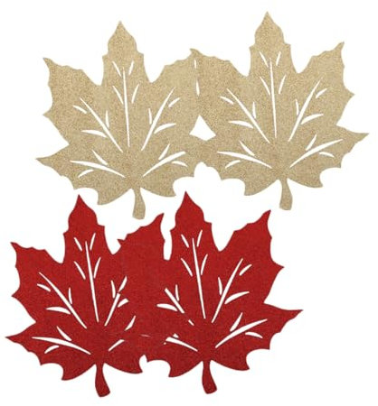 Milisten 4pezzi Tovagliette Thanksgiving Feltro Forma Di Foglia Acero Da Antiscivolo e Decorazioni Per Tavola Festiva