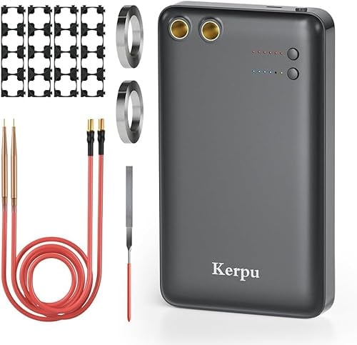 Akku Punktschweißgerät,Kerpu 5000mAh Batterie Punktschweißgerät,11-Gänge,mit Auto&Manuell Modus,4M Nickelblatt,4 Batteriehalterungen (X01)