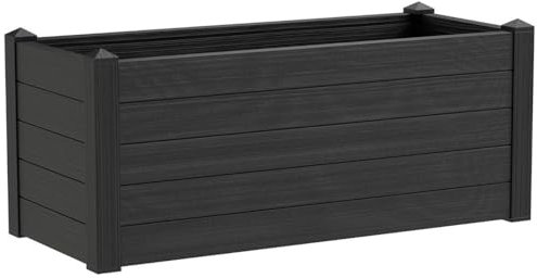 VIRSUS Fioriera Rettangolare da Esterno TRAM221, misura 100x42x40 cm, Piedini regolabili, Vaso in Resina resistente ai raggi UV, per Aiuole, Piante e Fiori, Capacità 100 Litri (Antracite-Ash)
