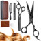 Purple Dragon Friseurschere Set 5,5 Zoll Schwarz Haarschneideschere Set(Haarschere & Effilierschere) mit 2 Kamm Haar Bart Trimmen Formung Pflege für Männer Frauen Familie Barbier Friseur Anfänger